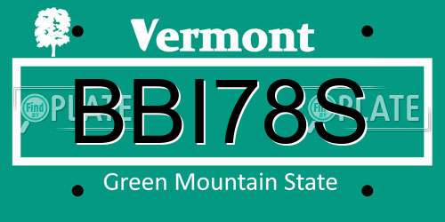 BBI78S Vermont License Plate