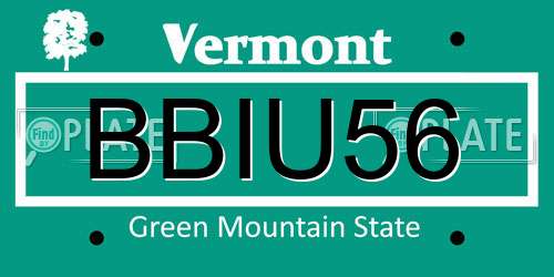 BBIU56 Vermont License Plate