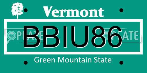 BBIU86 Vermont License Plate