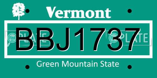 BBJ1737 Vermont License Plate