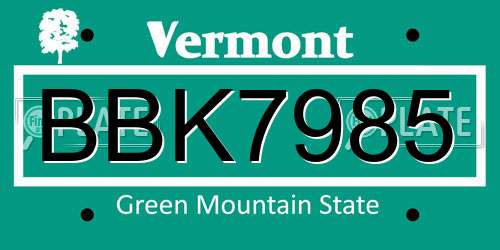 BBK7985 Vermont License Plate