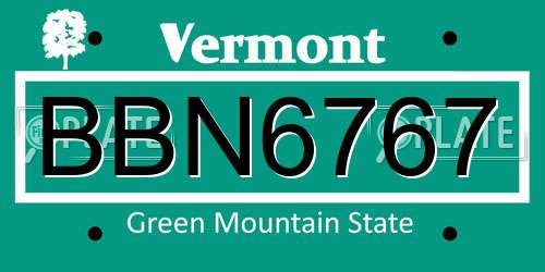 BBN6767 Vermont License Plate