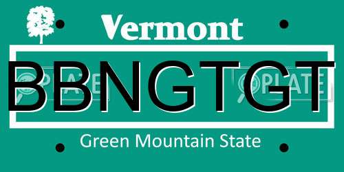 BBNGTGT Vermont License Plate