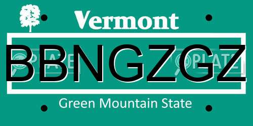 BBNGZGZ Vermont License Plate