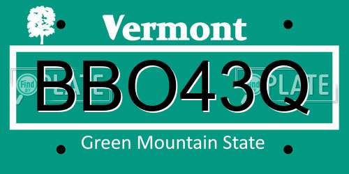 BBO43Q Vermont License Plate