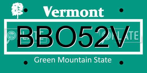 BBO52V Vermont License Plate