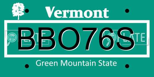 BBO76S Vermont License Plate