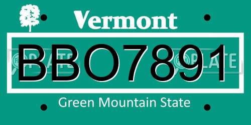 BBO7891 Vermont License Plate
