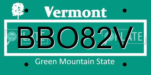 BBO82V Vermont License Plate