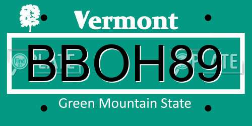 BBOH89 Vermont License Plate