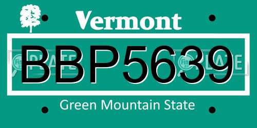 BBP5639 Vermont License Plate
