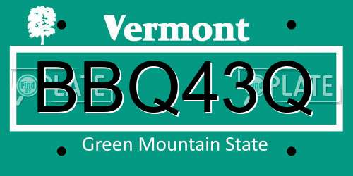 BBQ43Q Vermont License Plate