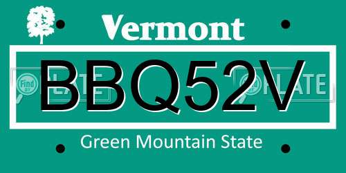 BBQ52V Vermont License Plate