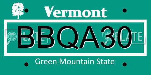 BBQA30 Vermont License Plate