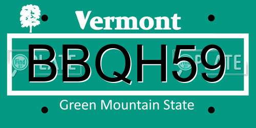 BBQH59 Vermont License Plate