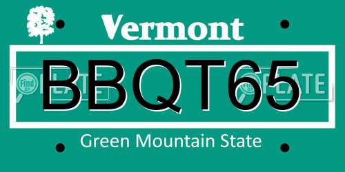 BBQT65 Vermont License Plate