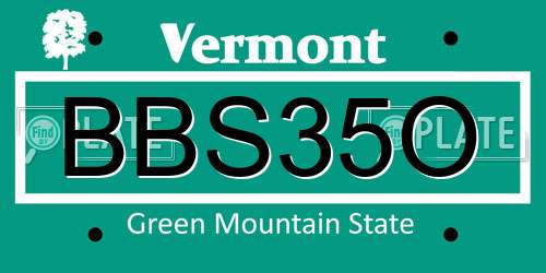BBS35O Vermont License Plate