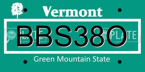 BBS38O Vermont License Plate