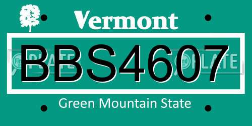 BBS4607 Vermont License Plate