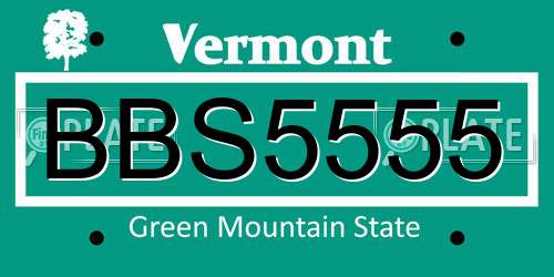 BBS5555 Vermont License Plate