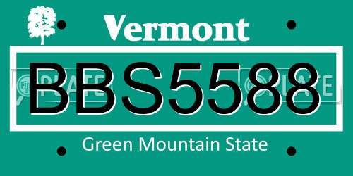 BBS5588 Vermont License Plate