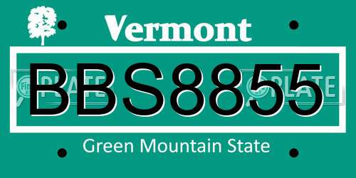 BBS8855 Vermont License Plate
