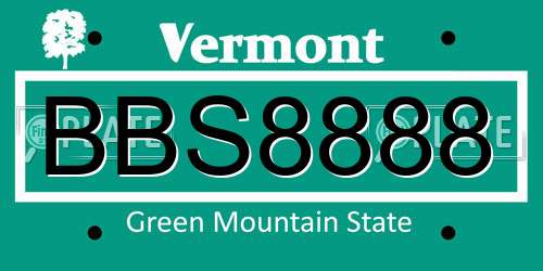 BBS8888 Vermont License Plate