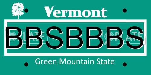 BBSBBBS Vermont License Plate