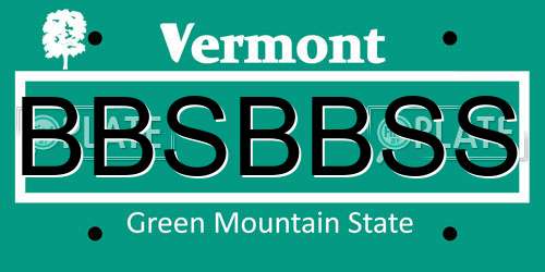 BBSBBSS Vermont License Plate