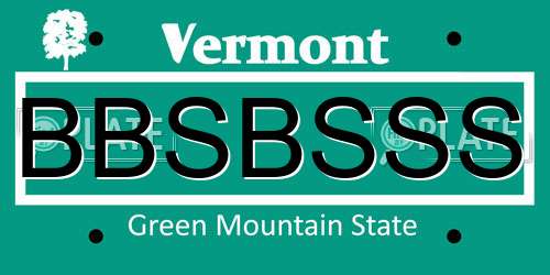 BBSBSSS Vermont License Plate