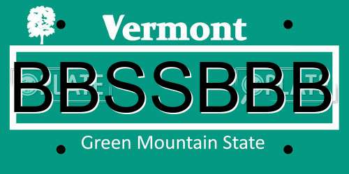 BBSSBBB Vermont License Plate