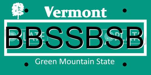 BBSSBSB Vermont License Plate