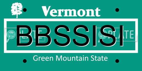 BBSSISI Vermont License Plate