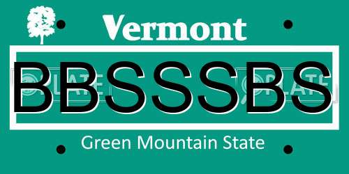 BBSSSBS Vermont License Plate