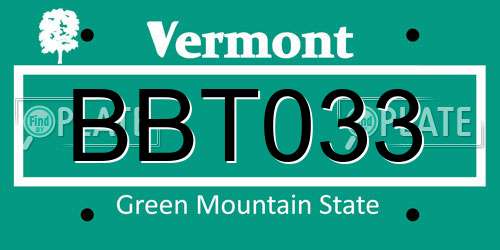 BBT033 Vermont License Plate