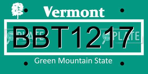 BBT1217 Vermont License Plate