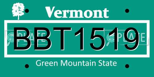 BBT1519 Vermont License Plate
