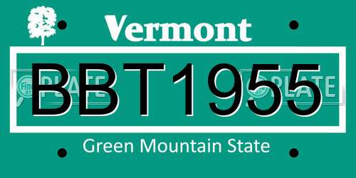 BBT1955 Vermont License Plate