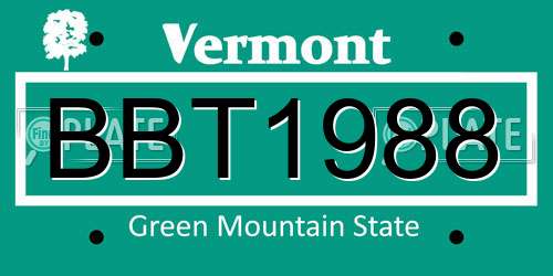 BBT1988 Vermont License Plate