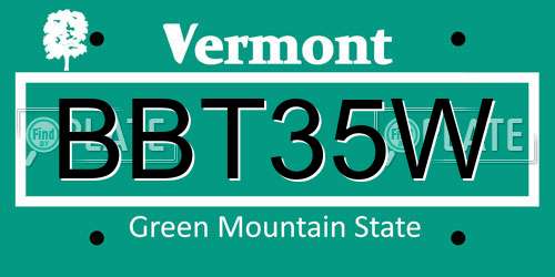 BBT35W Vermont License Plate