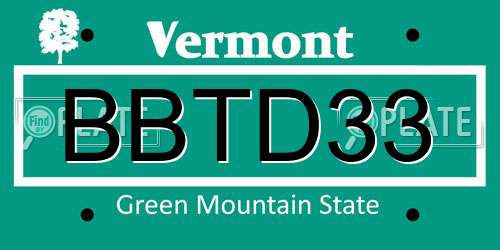 BBTD33 Vermont License Plate