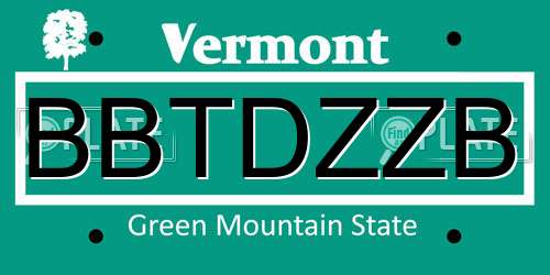 BBTDZZB Vermont License Plate