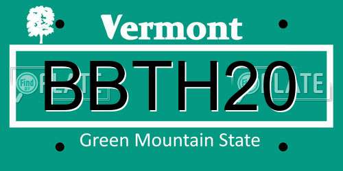 BBTH20 Vermont License Plate