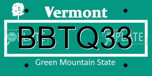 BBTQ33 Vermont License Plate