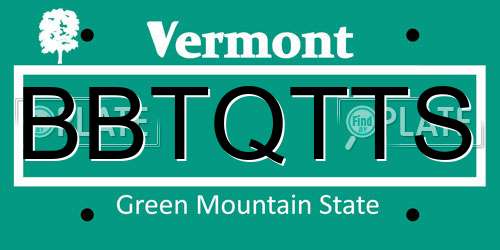 BBTQTTS Vermont License Plate