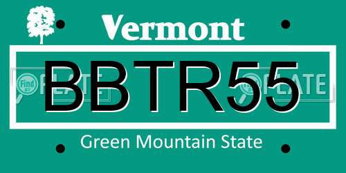 BBTR55 Vermont License Plate