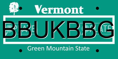 BBUKBBG Vermont License Plate