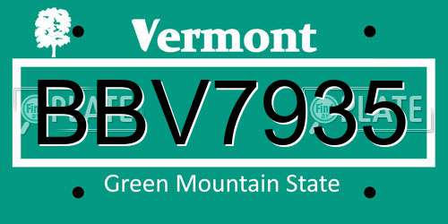 BBV7935 Vermont License Plate