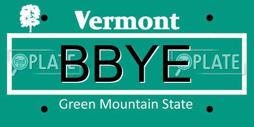 BBYE Vermont License Plate