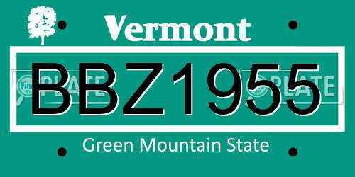 BBZ1955 Vermont License Plate